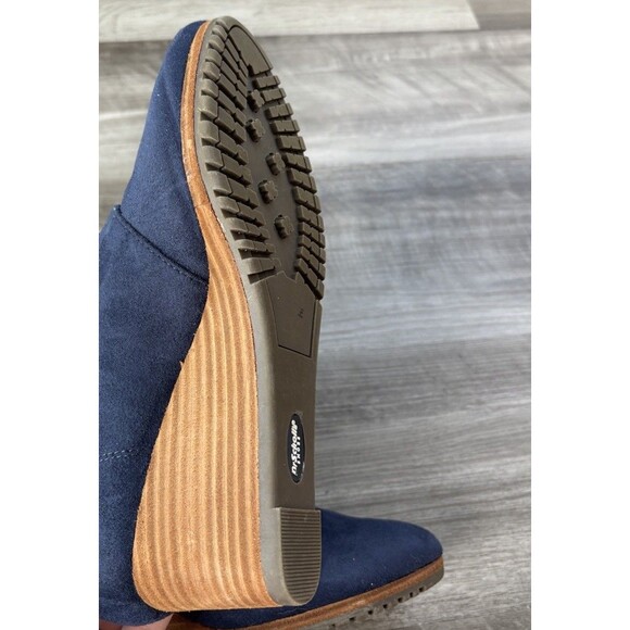 Dr. Scholl’s Dakota Wedge Boots Size 8 Blue Faux Suede - Picture 7 of 8